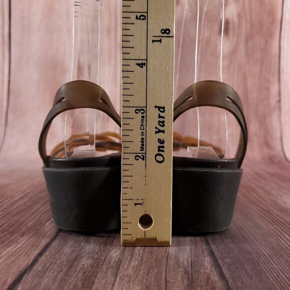 Crocs Womens Size 6 Huarache Mini Wedge Bronze Espresso Open Toe Sandals Shoes - Picture 12 of 14